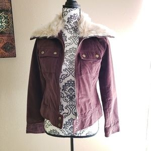 Brown jacket with fur collar